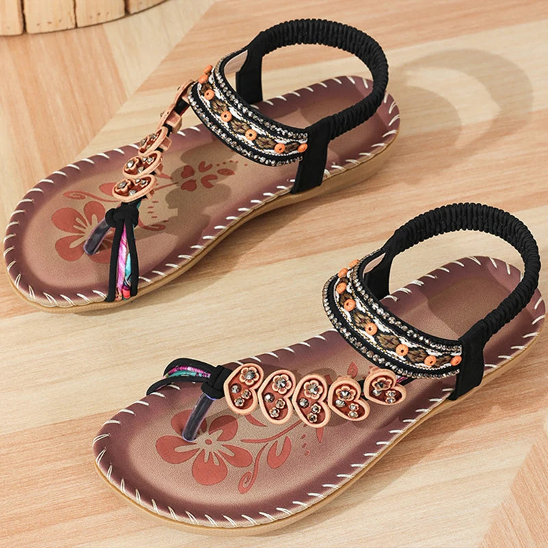 New Fashion Vintage Women Buckle Strap Flat Heel Sandals Summer Beach Travel Shoes Sandalia Feminina Chaussure Femme