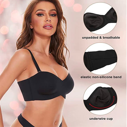 Full Support Non-Slip Convertible Bandeau Strapless Bra