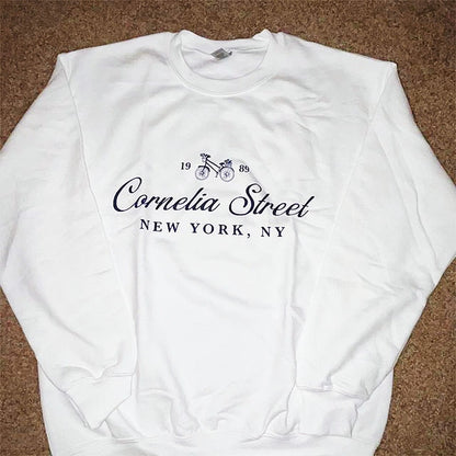 New York Cornelia Street Letters Printed Vintage Style Sweatshirts