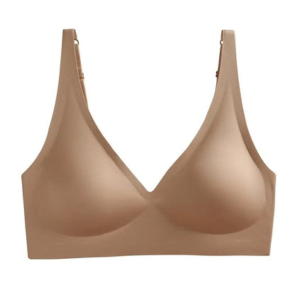 Chest Gathered Adjustable Comfortable Thin V-Neck Bra