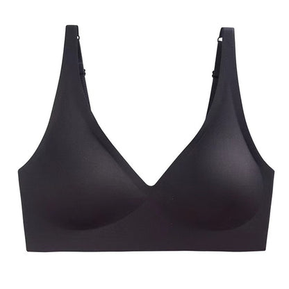 Chest Gathered Adjustable Comfortable Thin V-Neck Bra