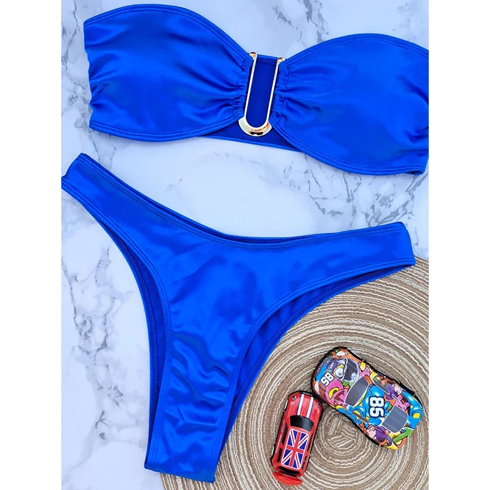 Shimmering Brown V-Bar Bikini Aesthetic