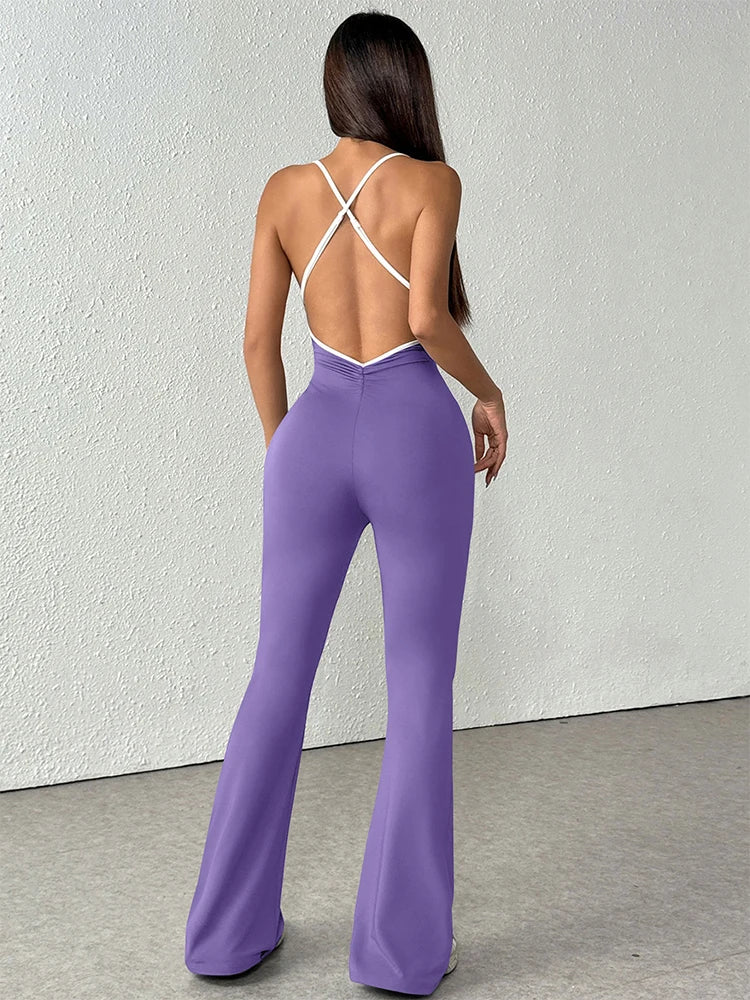 Contemporary Bold: Skew-Collar Lace-Up Slim Jumpsuit