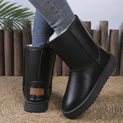 Womens Winter Platform Snow Boots Waterproof Non Slip Thick Plush Mid Calf-Boots For Warm Winter Shoes