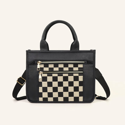 Retro Game Checkerboard Mini Fabric Flap Crossbody Sling Bags