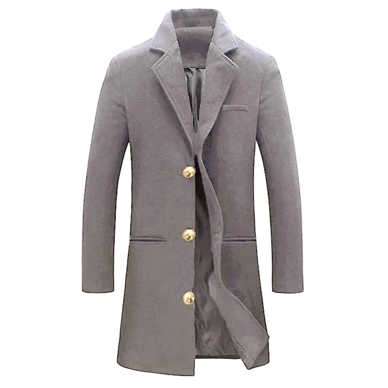 Vintage Buttoned Trench Coat Casual Solid Color Outerwear For Mens Fashion 2024