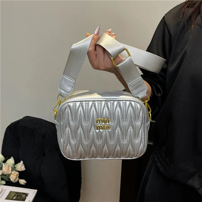Edgy Quilted Black Leather Camera Bag