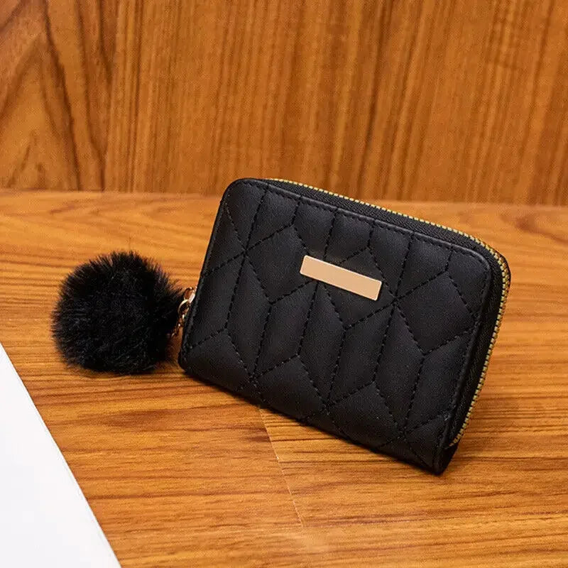 Womens Mini Triangle Leather Wallet Large Capacity Clutch Casual Coin Purse Handbag