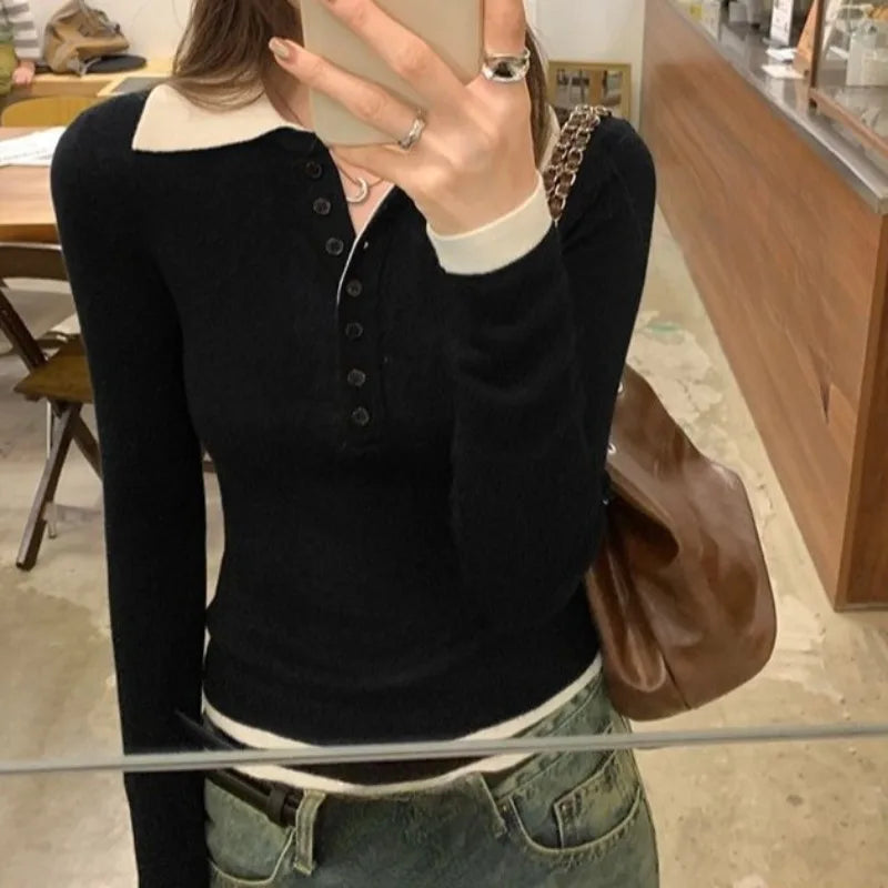 Women Contrast Color Sweaters