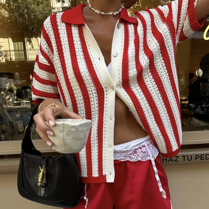 2025 Spring Womens Personalized Graffiti Print Lapel Cardigan Shirt Lantern Sleeve Trendy Top