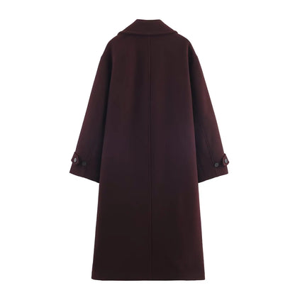 Classic Wool-Blend Overcoat – Elegant Long Coat for Women
