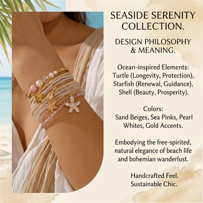 Maldives Luxury Resort Vibes - Elegant Pearl & Shell Beach Bracelet Stack