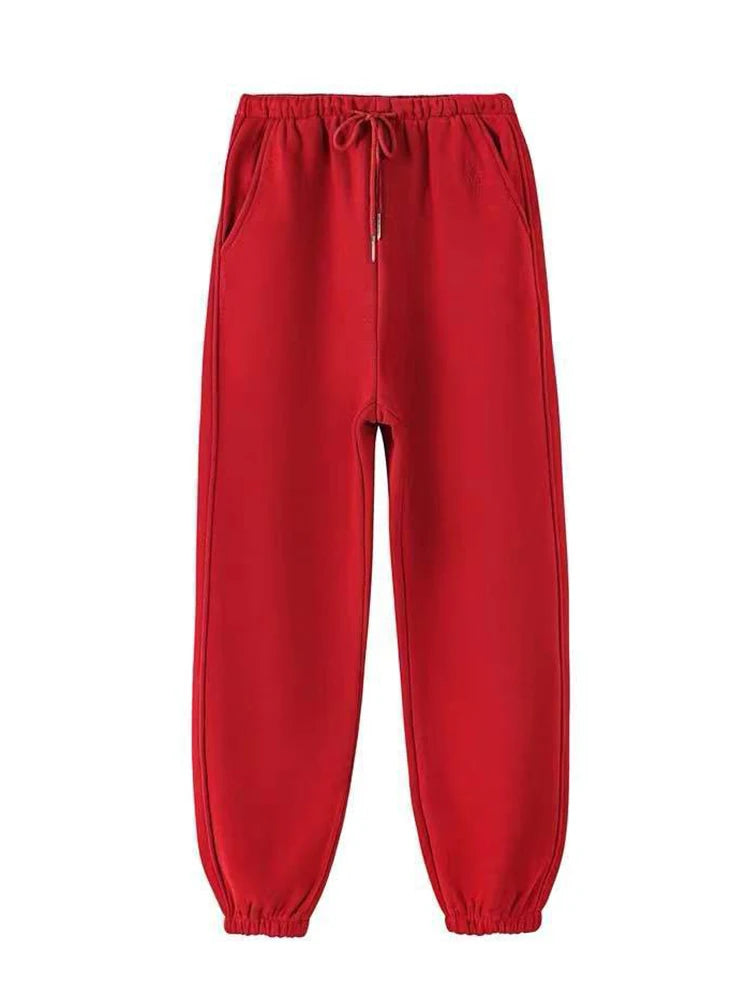 Warm Short Plush Inside Winter Cargo Pants For Women