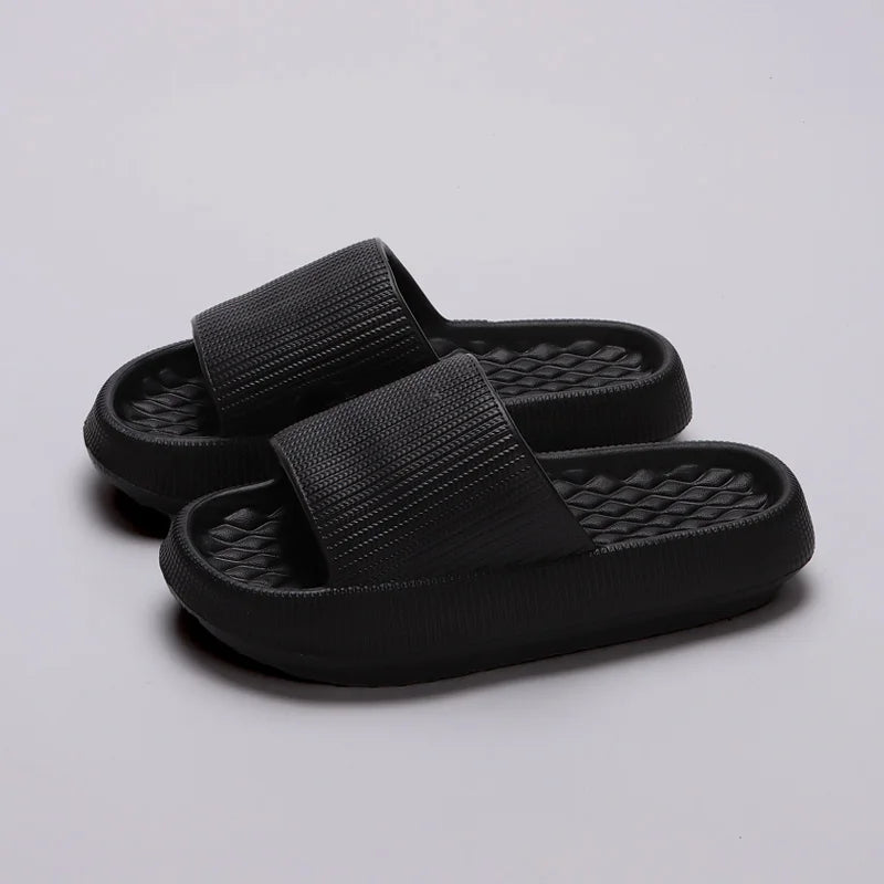 2025 New Summer Womens Soft Sole Cloud Slippers Eva Thick Platform Non Slip Flip Flops For Beach Bathroom