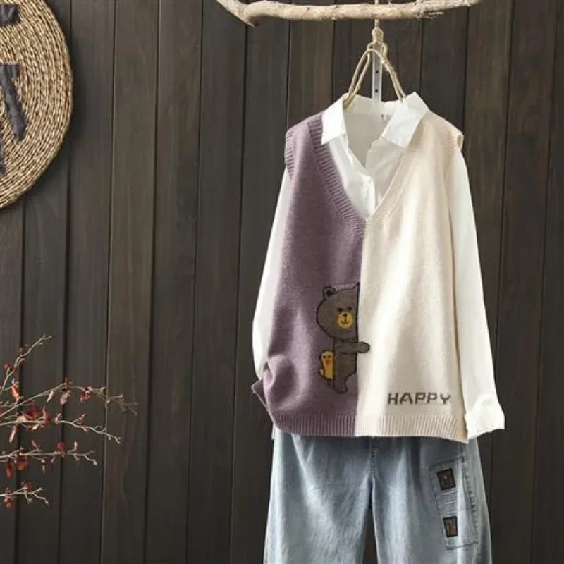 Womens Cross Tied V Neck Oversized Sweaters