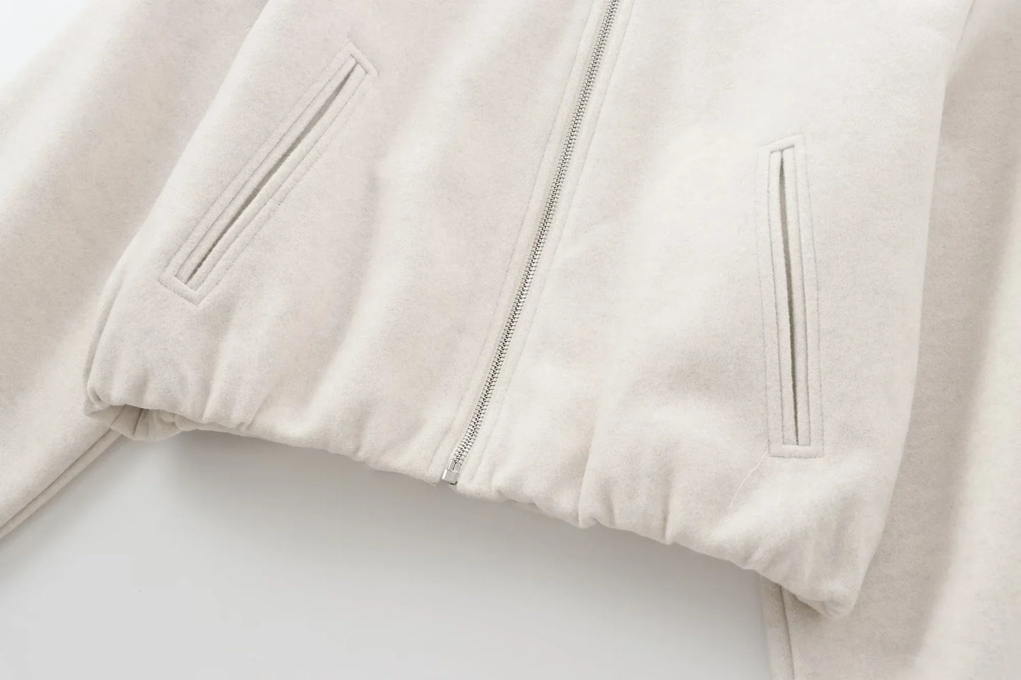 New Zero O-Neck Cropped Bomber Jacket for Women