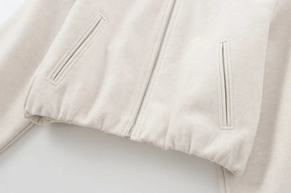 New Zero O-Neck Cropped Bomber Jacket for Women