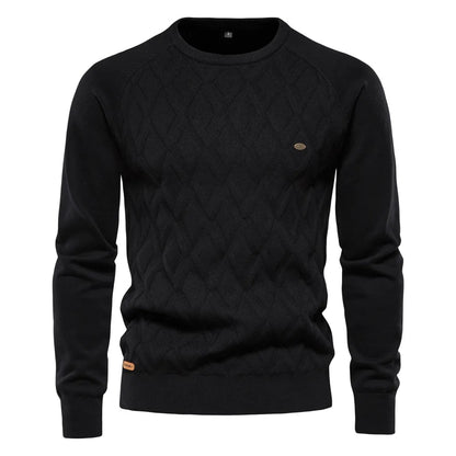 2025 Men's Winter Knitted Sweater – High-Quality Cotton Crew Neck Pullover, Casual Knitwear for Cold Weather