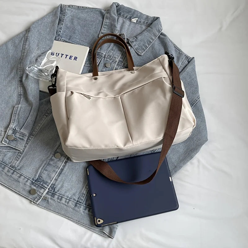 Puffer Tote Bag For Women Adjustable Strap Shoulder Bag Nylon Solid Crossbody Large Backpack For Shopping Travel