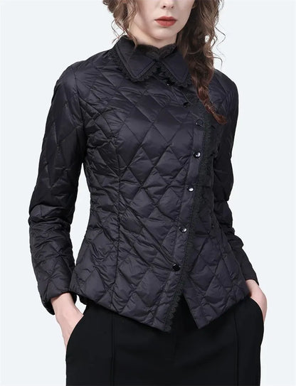 Autumn Women's Short Lace Collar Cotton-Padded Jacket: Slim and High-Grade