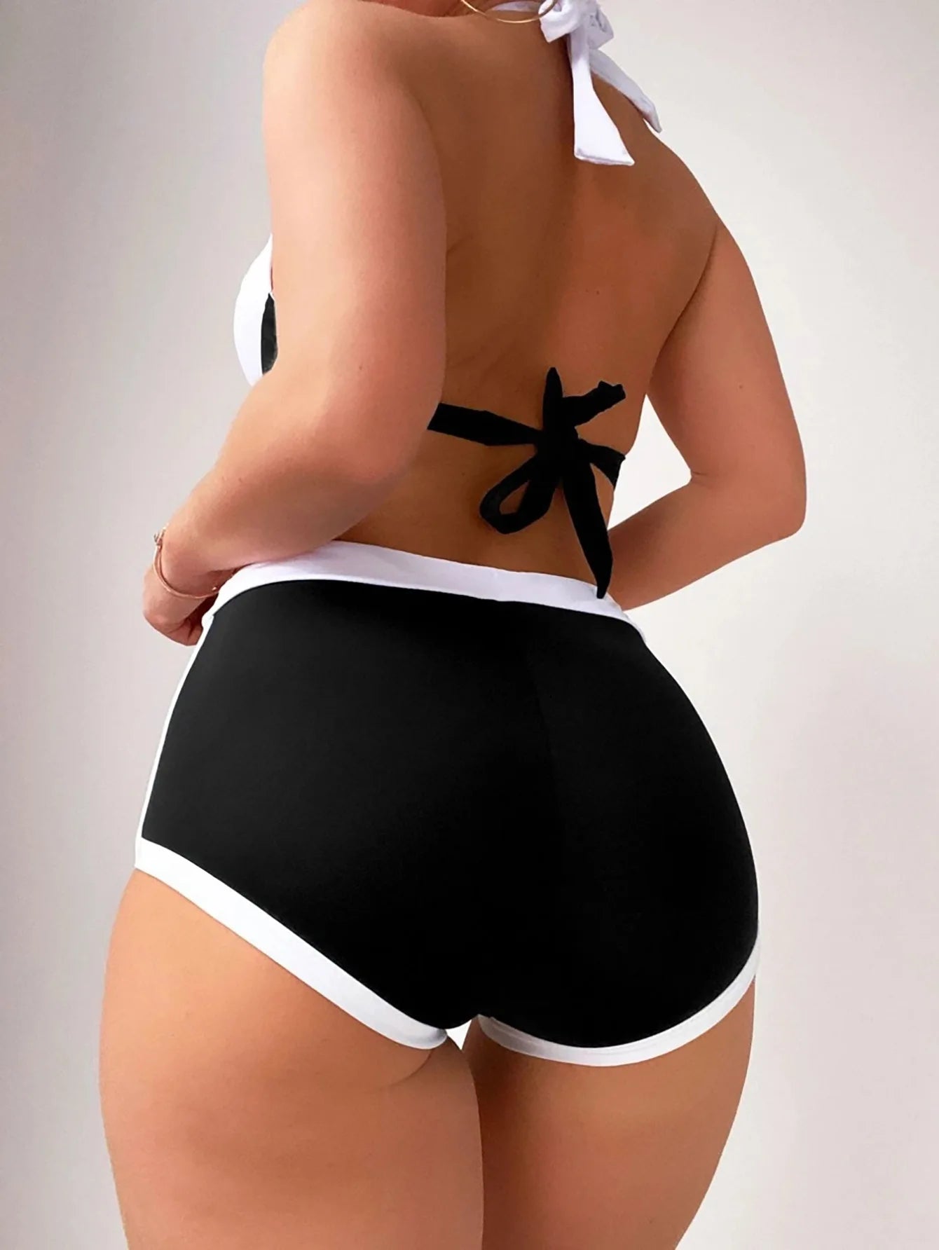 Black and White Retro High Waisted Bikini Inspo