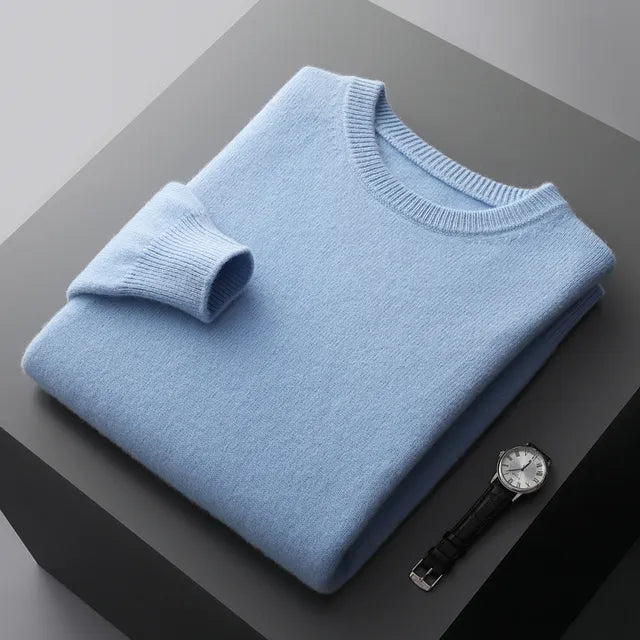 New Soft Mens Round Neck Thickened Wool Sweaters