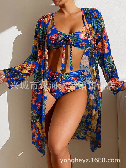 Tropical Island Hibiscus Print Bikini & Cover Up Aesthetic