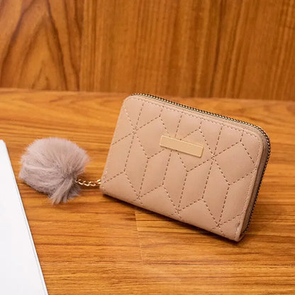 Womens Mini Triangle Leather Wallet Large Capacity Clutch Casual Coin Purse Handbag