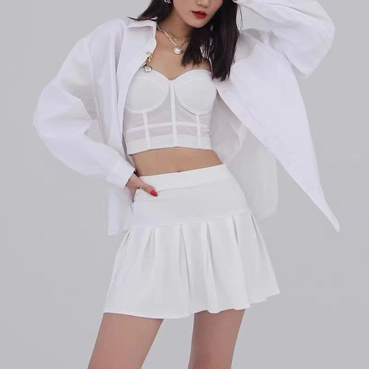 Women’s Mesh Corset Tube Top – Sheer Push Up Bustier Crop Top