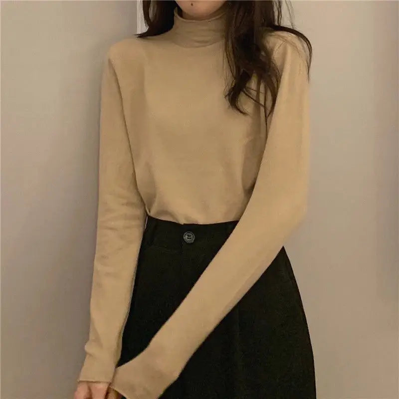 2025 Womens Turtleneck Pullover Black White Striped Sweater Elegant Knit Top For Autumn Winter Outerwear