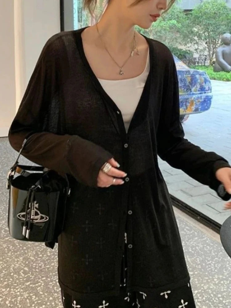 Lightweight V-Neck Knit Cardigan for Women – 2025 Spring & Summer