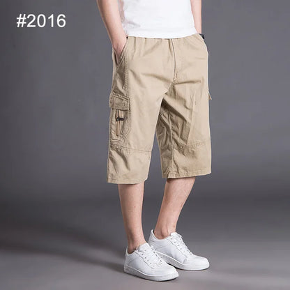 Casual Street Style Long Oversize Men Cotton Cargo Shorts