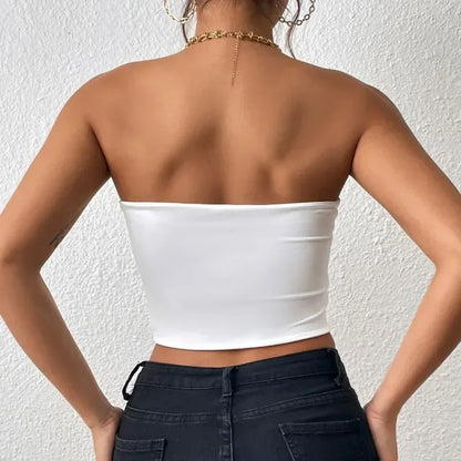 Sexy Bodycon Crop Tube Top – Solid Stretchy Casual Women's Clothing for Everyday Wear