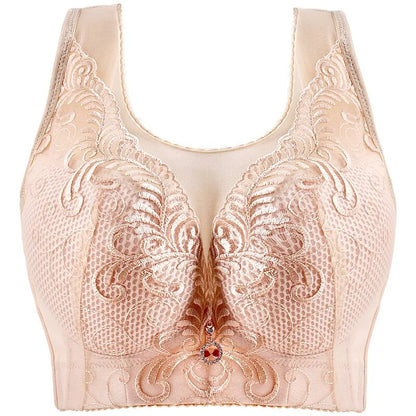 Sexy Push-Up Bra for Women – Plus Size Wireless Floral Embroidery Bralette (34-52 C D)