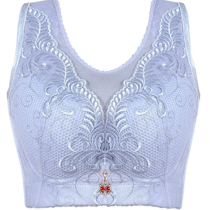 Sexy Push-Up Bra for Women – Plus Size Wireless Floral Embroidery Bralette (34-52 C D)