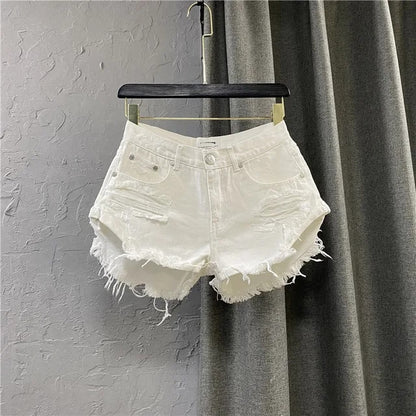 New Low-Waisted Ripped Denim Shorts For Women