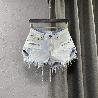 New Low-Waisted Ripped Denim Shorts For Women