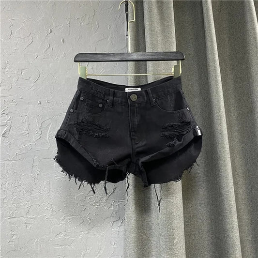 New Low-Waisted Ripped Denim Shorts For Women