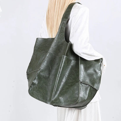 Luxury Soft Leather Shoulder Bag For Women Large Shopper Tote Messenger Bag