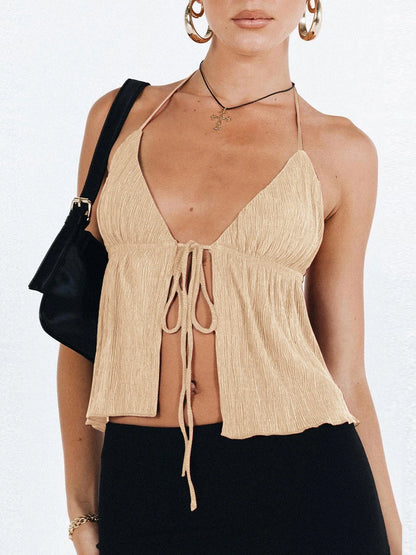 Y2k Tie Up Square Neck Sleeveless Crop Top Lace Trim Milkmaid Shirt Cute Coquette Summer Fashion