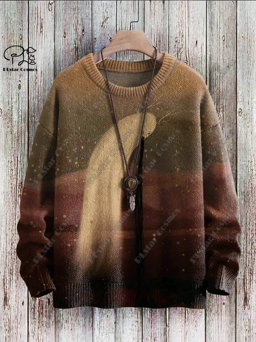 Womens Funny Ghost Pattern Gothic Warm Winter Sweater