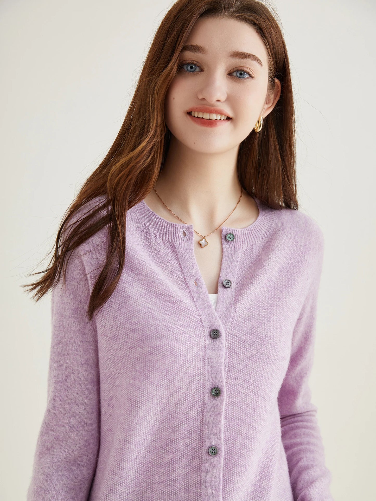 100% Merino Wool Knit Cardigan for Women – Timeless Vintage Style