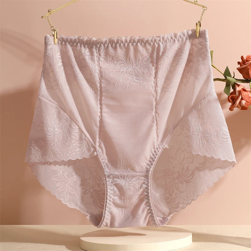 Effortless Comfort: High-Waist Floral Lace Briefs