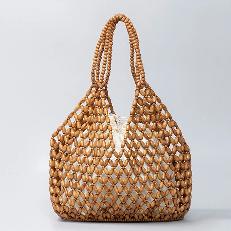 Resort Aesthetics: Chic Pearl Handle Beaded Bag