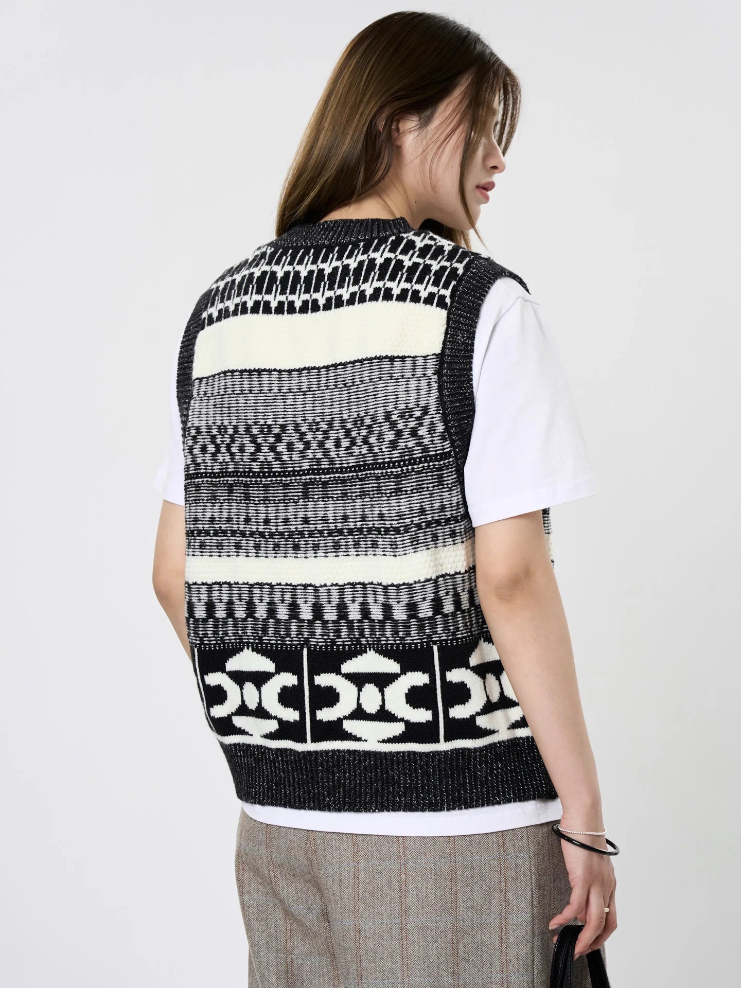 Womens Geometric Pattern Sleeveless Vest For Autumn Winter