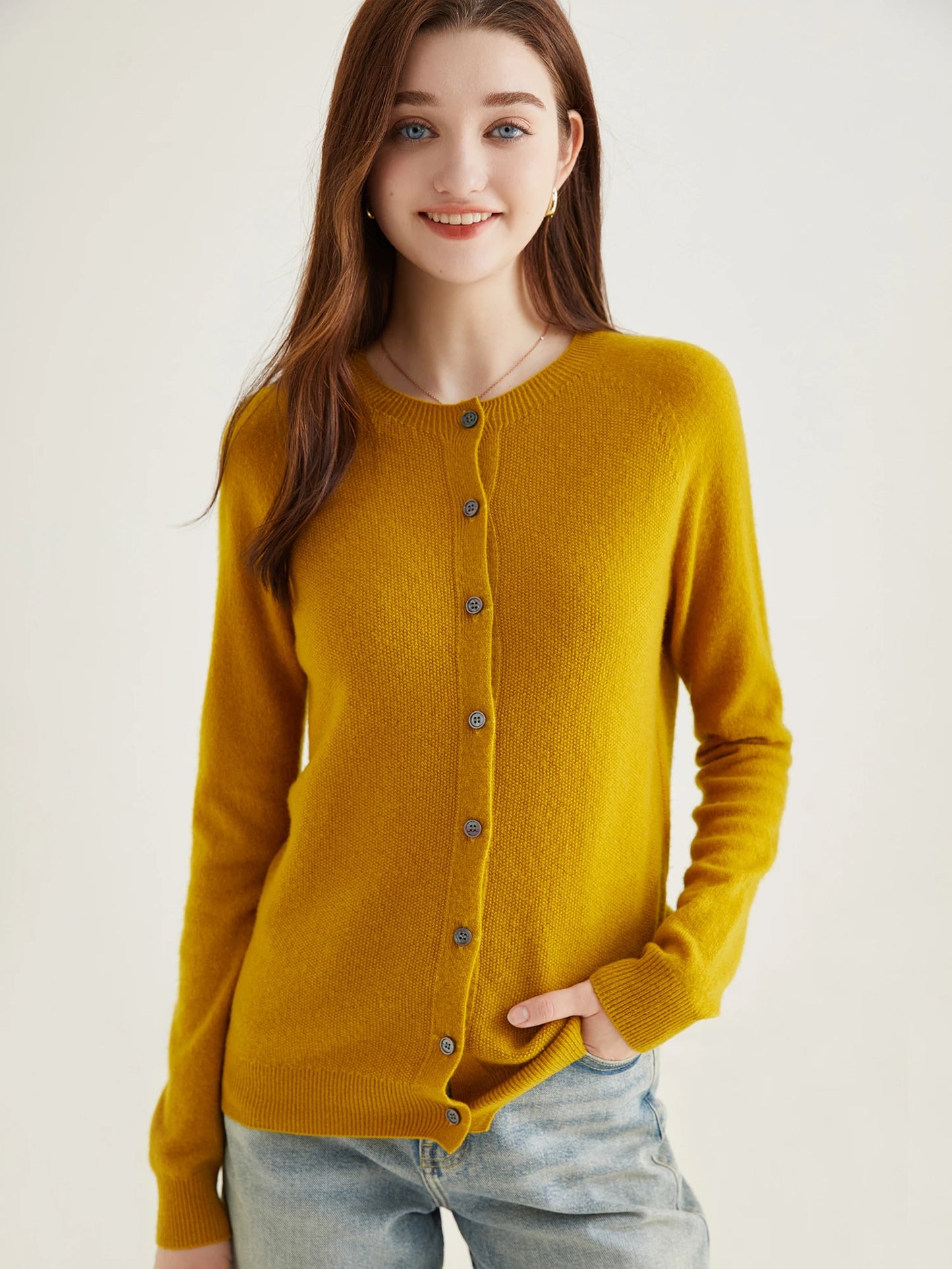 100% Merino Wool Knit Cardigan for Women – Timeless Vintage Style