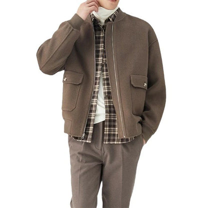 Winter Woolen Jacket for Men: Thick and Stylish Autumn Outerwear with Patch Pockets