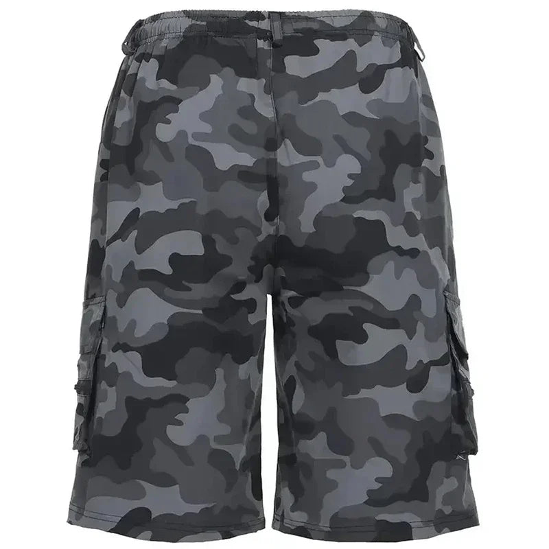 Safari Style Camouflage Printed Drawstring Men Casual Shorts