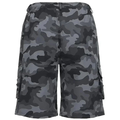Safari Style Camouflage Printed Drawstring Men Casual Shorts