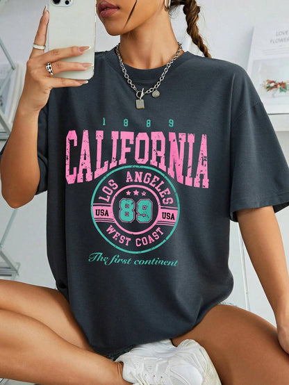 California Est 1997 Street Printed Round Neck T Shirts